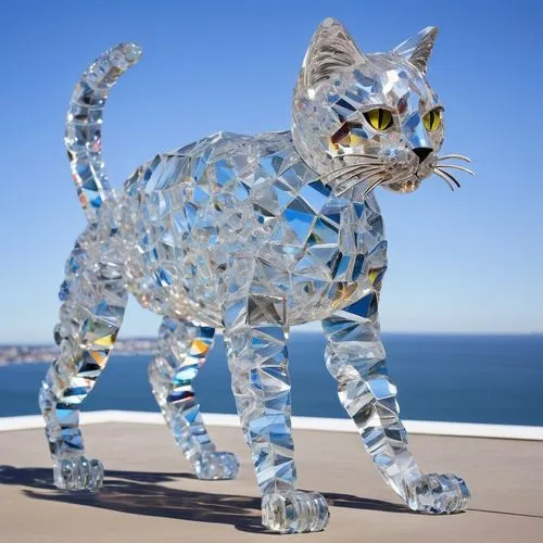 glass yard ornament,jayfeather,cat vector,felino,silver tabby,gray cat,tabby cat,mylar,grizabella,bluestar,cat european,geometrical cougar,minurcat,catterson,paper art,breed cat,vencat,tiger cat,tigerman,housecat,Unique,3D,Modern Sculpture