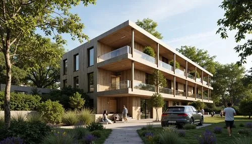 cohousing,3d rendering,arkitekter,passivhaus,inmobiliaria,residencial,revit,europan,maisonettes,residential,new housing development,residential house,wooden facade,render,reclad,sketchup,timber house,residentie,appartment building,immobilier