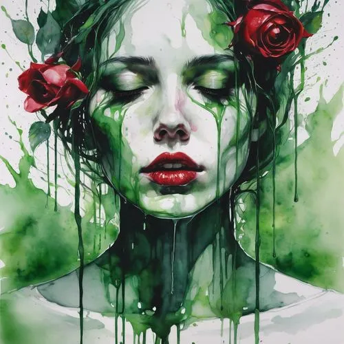 crimson Rose dripping green poison,unseelie,fallen petals,wilted,persephone,thorns,spray roses,seelie,rone,red rose in rain,splintered,with roses,rosebushes,dead bride,dried rose,wild roses,roses,scen