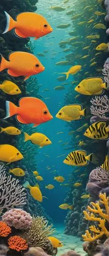 school of fish,aquarium fish,underwater background,coral reef,poissons,sea life underwater,fish in water,aquaculture,aquarium inhabitants,ocean underwater,fishes,aquarium,underwater fish,marine diversity,seaquarium,underwater landscape,semiaquatic,coral fish,marine fish,tropical fish,Illustration,Retro,Retro 15