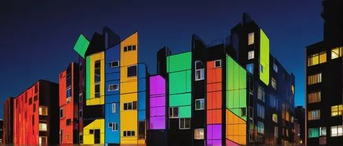 colorful facade,vivid sydney,colorful city,colorful light,colored lights,apartment blocks,apartment block,technicolour,flavin,rmit,mvrdv,hafencity,yotel,tenements,rigshospitalet,block of flats,colourfully,sottsass,colorama,houselights,Art,Classical Oil Painting,Classical Oil Painting 33