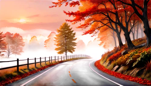 autumn background,autumn scenery,autumn landscape,fall landscape,autumn idyll,landscape background,autumn day,mountain road,cartoon video game background,autumn mountains,autumn forest,forest road,autumn,autumn theme,autumn frame,the autumn,one autumn afternoon,autumn season,autumn walk,late autumn,Unique,Design,Character Design