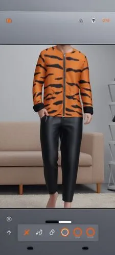 3d drawing with zipper with tiger with black and orange ,the fashions are modeled using an app with an animal pattern,augmented reality,kinect,zdtv,3d man,3d figure,hbbtv,Photography,General,Realistic