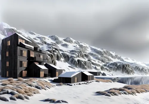 mountain hut,mountain huts,winter house,snow house,winter landscape,snow landscape,winter village,snow scene,winter background,alpine hut,ski resort,alpine village,snowy landscape,mountain settlement,house in mountains,thermokarst,christmas landscape,snowhotel,the cabin in the mountains,world digital painting