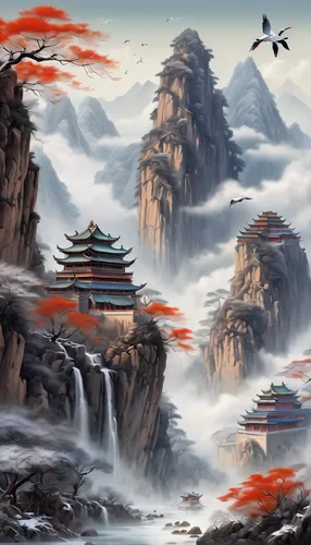 huanghua,penglai,oriental painting,mengzi,world digital painting,maoyuan,jinchuan,wudang,yunnan,sizhao,rongfeng,yiping,fantasy landscape,wenzhao,lijiang,jiangling,yashima,wenhao,yanzhao,huangshan,Conceptual Art,Fantasy,Fantasy 01