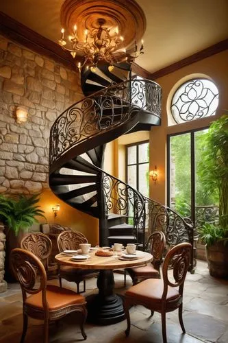 winding staircase,spiral staircase,circular staircase,outside staircase,spiral stairs,staircase,staircases,cochere,stone stairs,steel stairs,wooden stair railing,breakfast room,wooden stairs,stairs,stone stairway,wrought iron,stair,stairwell,stairway,luxury home interior,Art,Classical Oil Painting,Classical Oil Painting 36