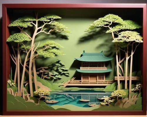 japanese garden ornament,japanese zen garden,japanese-style room,ryokan,japanese shrine,japanese art,diorama,japanese background,japanese garden,zen garden,cool woodblock images,ryokans,teahouse,tokaido,japan garden,japan landscape,miniland,woodblock,tea ceremony,paper art,Unique,Paper Cuts,Paper Cuts 10