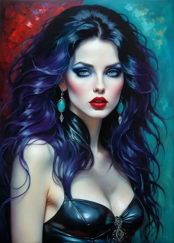 background,fantasy art,la violetta,gothic woman,blue enchantress,fantasy woman,gothic portrait,fantasy portrait,mystical portrait of a girl,art painting,goth woman,sorceress,dark angel,oil painting on