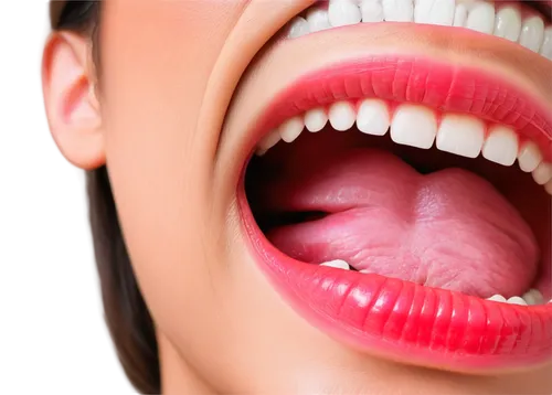 uvula, infected, redness, swelling, inflammation, mouth interior, throat area, white tongue, bad breath, pain expression, close-up shot, high-angle view, soft focus, warm color tone, shallow depth of 