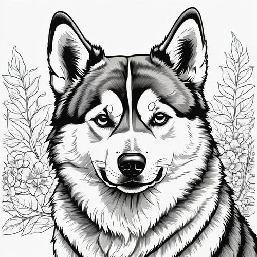 dog illustration,dog line art,canidae,line art animal,balto,aleu,Illustration,Japanese style,Japanese Style 13