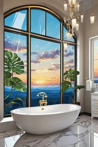 luxury bathroom,window with sea view,ocean view,oceanview,bath room,window curtain,bathtub,windows wallpaper,oceanfront,penthouses,luxury home interior,great room,ocean background,modern decor,glass window,modern minimalist bathroom,big window,bathroom,waterview,ventanas,Unique,Design,Sticker