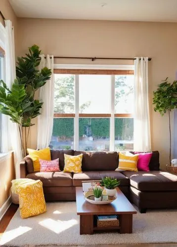 sunroom,living room,family room,livingroom,bonus room,home interior,sitting room,apartment lounge,house plants,houseplants,contemporary decor,lanai,green living,interior decor,sofa set,modern decor,modern living room,mid century modern,autumn decor,home corner,Illustration,Japanese style,Japanese Style 01