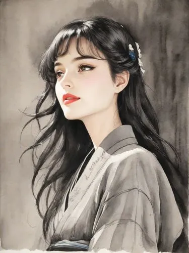 hansung,hanbok,hanfu,kommuna,sanxia,geiko,Digital Art,Ink Drawing