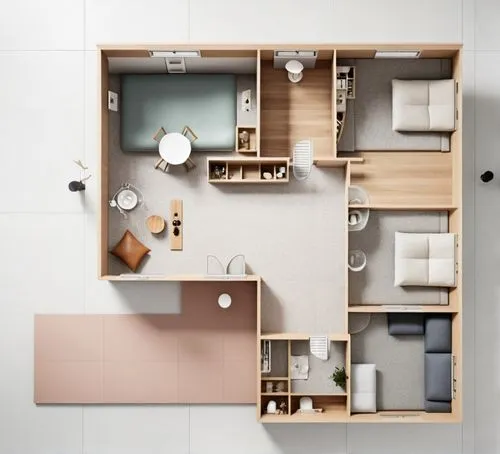 Make me a plan. There is a kitchen and a bathroom
,overhead view of an apartment with small furniture,floorplans,an apartment,shared apartment,floorplan home,habitaciones,schrank,modularity,apartment,