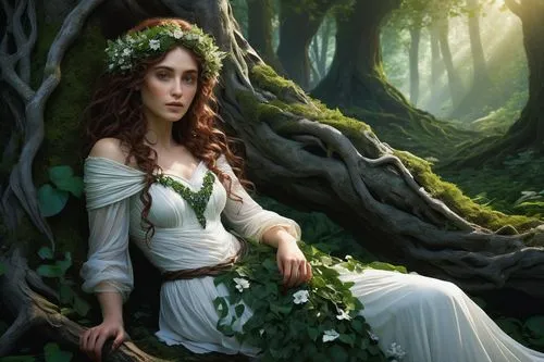 dryad,elven forest,celtic queen,faery,faerie,elven,elven flower,fantasy portrait,the enchantress,fantasy picture,rusalka,fantasy art,girl with tree,fairy queen,linden blossom,mystical portrait of a girl,fae,celtic woman,artemisia,druid,Art,Classical Oil Painting,Classical Oil Painting 19