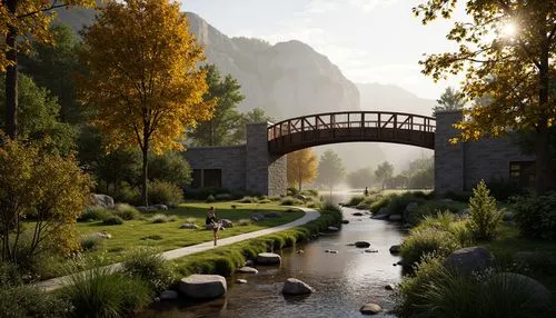 rivendell,riftwar,gondolin,riverwood,nargothrond,adventure bridge,fantasy landscape,scenic bridge,stone bridge,ithilien,river landscape,render,hangman's bridge,dragon bridge,3d rendering,cryengine,virtual landscape,3d rendered,nature garden,landscape background