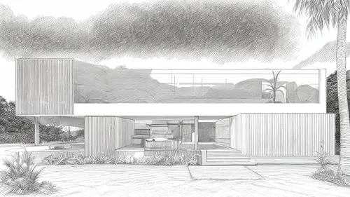 mid century house,house drawing,landscape design sydney,garden design sydney,mid century modern,modern house,dunes house,landscape designers sydney,garden elevation,residential house,gray-scale,beach 