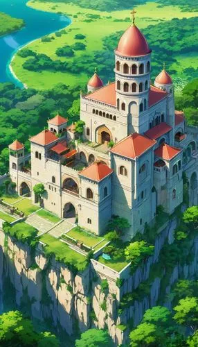 yazaki,kanto,meteora,ghibli,knight's castle,yoshikuni,seborga,castletroy,castlelike,miramare,stone palace,castle,machico,castle keep,studio ghibli,medieval castle,nakama,castel,summit castle,kanawa,Illustration,Japanese style,Japanese Style 03