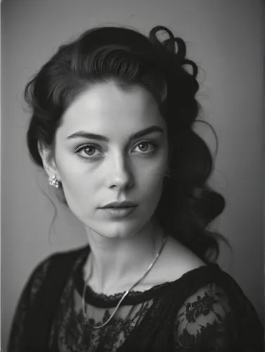 Black and white snapshot.,the black and white pograph shows a woman with a necklace,arya,kahlo,karavaeva,jaya,charulata,vintage female portrait,Photography,Black and white photography,Black and White 