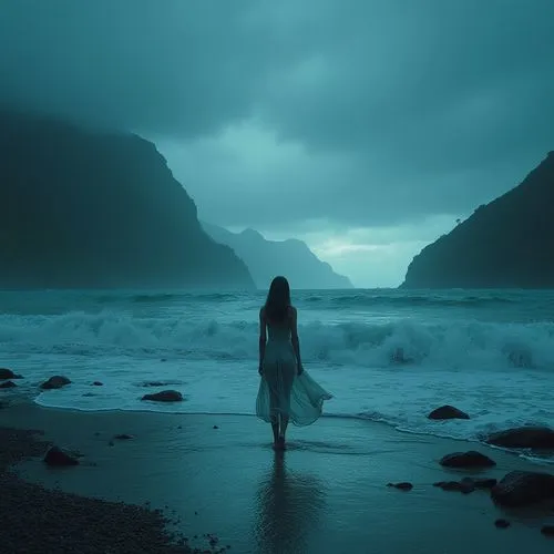 lubezki,dark beach,fathom,blue sea,undertow,blue rain,Photography,General,Realistic