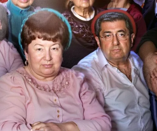 many people stand and look forward in front of a backdrop,elderly couple,demirtas,bajram,armenians,tipler,sandler