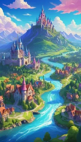 fairy tale castle,fantasy landscape,fantasy world,fantasy city,knight village,knight's castle,aurora village,fairy world,disney castle,sleeping beauty castle,shanghai disney,vinpearl land,fairytale castle,landscape background,french digital background,water castle,cartoon video game background,fairy village,oktoberfest background,medieval town,Conceptual Art,Oil color,Oil Color 11