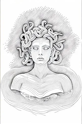 Medusa sketched ,medusa,cd cover,bookplate,book illustration,currents,digital drawing,coloring page,digital illustration,siren,digital artwork,curl,psyche,hand-drawn illustration,the zodiac sign pisce