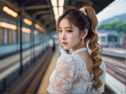 the girl at the station,korea subway,south korea subway,wedding dress train,ellin,yujia,Photography,General,Natural