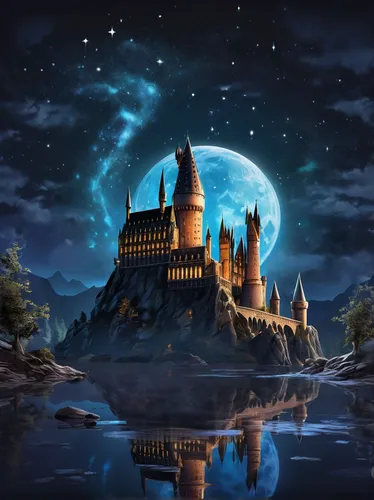 hogwarts,fairy tale castle,fantasy picture,fantasy landscape,fairytale castle,water castle,fantasy art,castle of the corvin,3d fantasy,haunted castle,magical adventure,castel,knight's castle,fantasy world,world digital painting,fairytale,fairy tale,castle,dream world,magical,Unique,Design,Logo Design