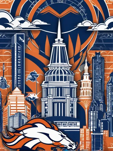 Immerse yourself in the team spirit with a Denver Broncos wallpaper featuring iconic landmarks of Denver's skyline.,denver,the fan's background,dolphin background,national football league,stadium falc