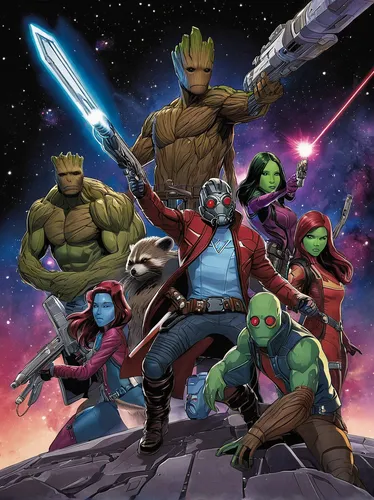 guardians of the galaxy,marvel comics,avengers,assemble,marvel,lopushok,cg artwork,groot super hero,storm troops,teenage mutant ninja turtles,hero academy,marvel of peru,the avengers,marvel figurine,heroic fantasy,turtles,comic characters,collectible action figures,groot,starwars,Illustration,Japanese style,Japanese Style 10