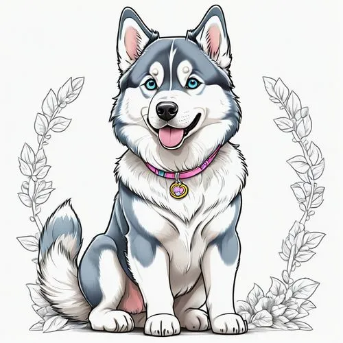 samoyed,akita,siberian husky,malamute,samoyedic,atka,Illustration,Japanese style,Japanese Style 02