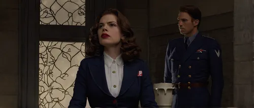 Captain America The First Avenger-Peggy Carter-Hayley Atwell-Marvel-Disney,allied,vintage man and woman,suit of spades,spy visual,casablanca,clue and white,concierge,men's suit,mobster couple,spy,art 