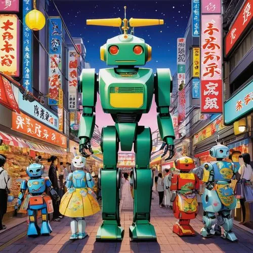 tetsujin,robocon,robotix,katamari,toysmart,robots,kawamori,robotlike,technopop,robotron,roboto,tsuburaya,robonaut,medabots,automatons,digivolve,evangelion unit-02,kabukiman,robotics,toyfare,Illustration,Japanese style,Japanese Style 10