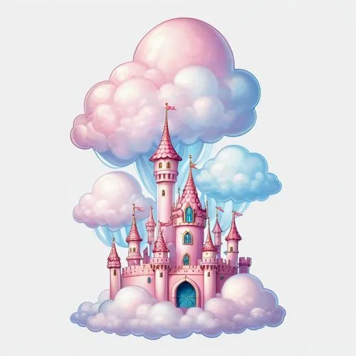 fairy tale castle,fairy chimney,cloudmont,fairytale castle,disney castle,whipped cream castle,Illustration,Abstract Fantasy,Abstract Fantasy 11