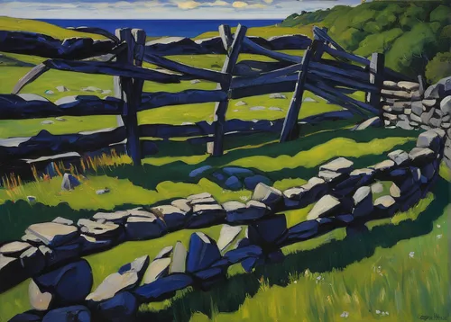 pasture fence,split-rail fence,farm landscape,rural landscape,farm gate,brook landscape,david bates,rope bridge,log bridge,bailey bridge,wooden bridge,wooden fence,fence,scenic bridge,tied-arch bridge,footbridge,humpback bridge,fence posts,chain fence,salt meadow landscape,Conceptual Art,Daily,Daily 15