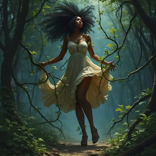 ballerina in the woods,dryad,fantasy picture,faerie,the enchantress,oshun,Photography,General,Realistic