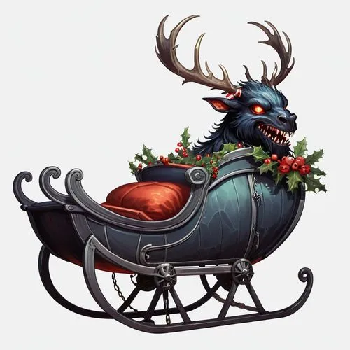 sleigh with reindeer,christmas imp,santa sleigh,sleigh,reindeer,reindeer from santa claus,Illustration,Abstract Fantasy,Abstract Fantasy 11