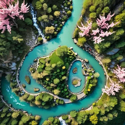 artificial islands,floating islands,a river,floating on the river,tiny world,japan garden,river landscape,rotorua,drone shot,eastern switzerland,ecotopia,bird's-eye view,riverdeep,oasis,dji spark,bird's eye view,waterways,aura river,drone view,mavic 2,Unique,Design,Knolling