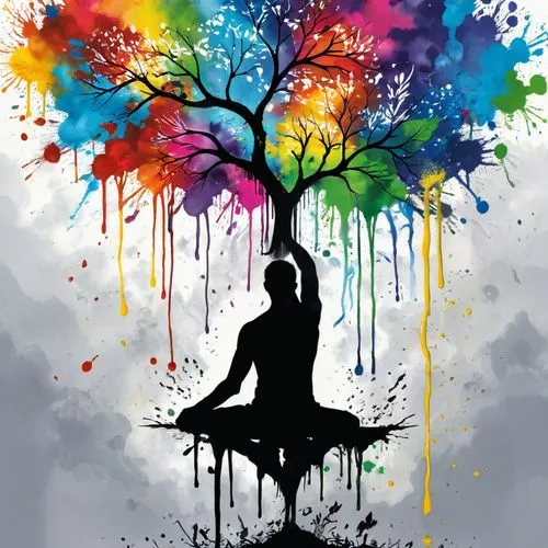 meditator,the festival of colors,meditation,meditate,meditative,chakras,colorful tree of life,pranayama,mediating,rainbow jazz silhouettes,mantra om,padmasana,rainbow background,chakra,meditational,zen,shaivism,psytrance,vipassana,silhouette art,Conceptual Art,Graffiti Art,Graffiti Art 08