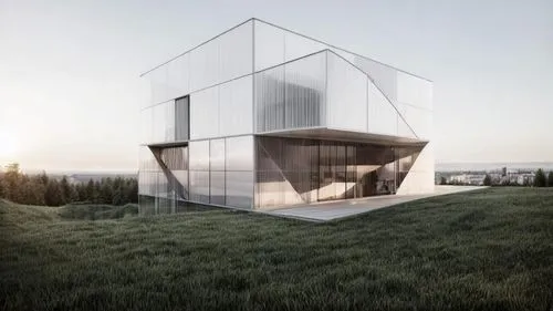 hyper realistic, building in european city, modern architecture, Alvar Aalto,cubic house,cube house,glass facade,mirror house,cube stilt houses,frame house,glass building,cubic,modern architecture,bal