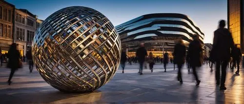 heatherwick,steel sculpture,glass sphere,broadgate,fearnley,zeil,basketry,torus,kinetic art,platner,parametric,eliasson,brindleyplace,parametrically,hafencity,gherkin,big marbles,public art,docklands,glass ball,Illustration,Paper based,Paper Based 26