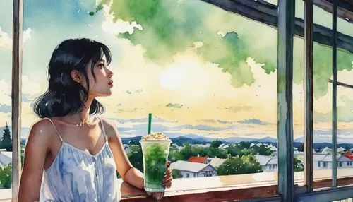 the girl at the station,nodame,photo painting,amelie,window sill,vettriano,Photography,General,Realistic