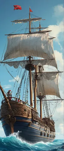 galleon ship,caravel,barquentine,sea sailing ship,east indiaman,sail ship,full-rigged ship,sloop-of-war,galleon,steam frigate,trireme,manila galleon,victory ship,sailing ship,ship replica,friendship sloop,three masted sailing ship,tallship,windjammer,mayflower,Illustration,Realistic Fantasy,Realistic Fantasy 19