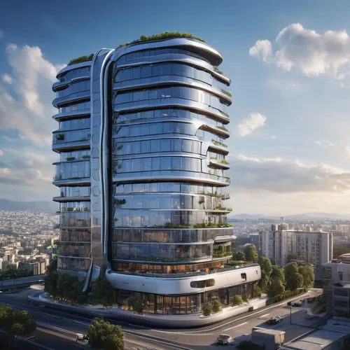 A modern robotic hotel skyscaprer,residential tower,hotel barcelona city and coast,skyscapers,burj kalifa,sky apartment,the boulevard arjaan,addis ababa,hotel w barcelona,renaissance tower,oria hotel,