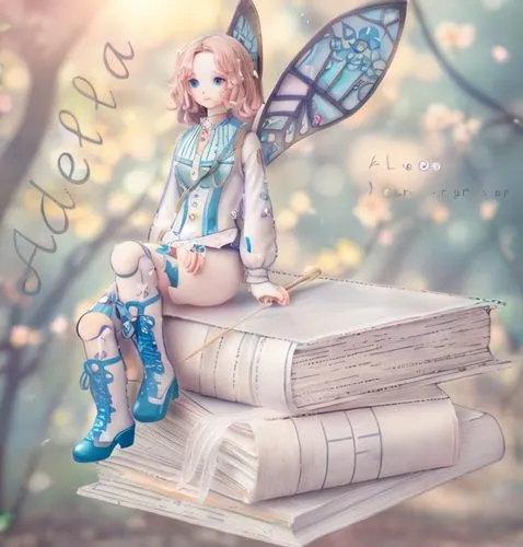 Fairy porcelain doll with colored stained glass wings, face with delicate and feminine features, with a calm expression,little girl fairy,fairy tale character,child fairy,fairy,bookworm,faerie,fairy s