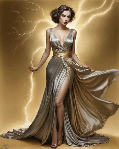 art deco woman,frigga,lady justice,godward,sigyn,electrocutionist,Illustration,Realistic Fantasy,Realistic Fantasy 07