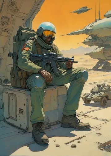 boba fett,sci fiction illustration,patrols,storm troops,patrol,cg artwork,military robot,lost in war,scifi,sci fi,tau,sci-fi,sci - fi,drone operator,defense,concept art,vigilant,federal army,mali,game illustration,Illustration,Paper based,Paper Based 17