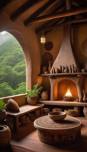 stone oven,pizza oven,tulou,tagines,fireplaces,teahouses,fireplace,hobbiton,stone oven pizza,japanese-style room,clay pot,teahouse,tea ceremony,temazcal,korean folk village,inglenook,cooking pot,cannon oven,tea zen,charcoal kiln,Illustration,Abstract Fantasy,Abstract Fantasy 09