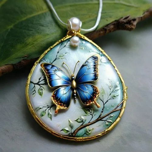 this pendant is designed to look like a blue erfly,ulysses butterfly,blue butterfly,enamelled,mazarine blue butterfly,butterfly floral,enameled,Conceptual Art,Daily,Daily 32